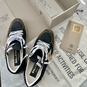 Golden Goose GGDB Black Canvas Glitter Heel Ball Star Sneakers Size 37 / US 7